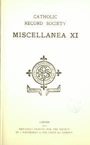 Cover of: Miscellanea XI.
