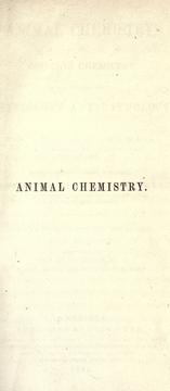 Animal chemistry by Justus von Liebig