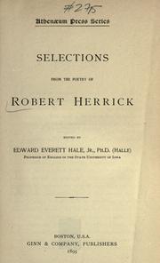 Cover of: Selections from the poetry of Robert Herrick. by Robert Herrick