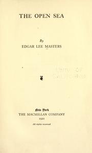 Cover of: The open sea by Edgar Lee Masters