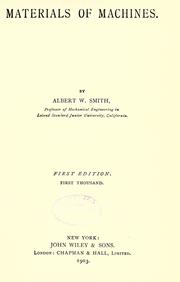 Cover of: Materials of machines. by Albert W. Smith