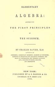 Cover of: Elementary algebra by Charles Davies, Charles Davies