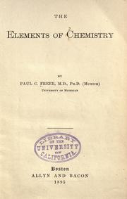 Cover of: elements of chemistry