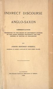 Cover of: Indirect discourse in Anglo-Saxon. by Joseph Hendren Gorrell