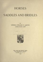 Cover of: Horses, saddles and bridles by Carter, William H., Carter, William H.