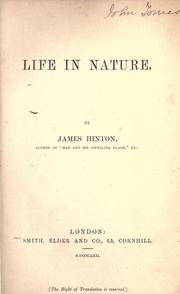 Cover of: Life in nature by Hinton, James