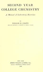 Cover of: Second year college chemistry by William H. Chapin, William H. Chapin