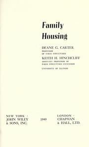 Cover of: Family housing by Carter, Deane G.