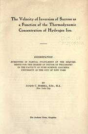 The velocity of inversion of sucrose as a function of the thermodynamic concentration of hydrogen ion .. by Jacque C. Morrell