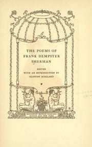 Cover of: The poems of Frank Dempster Sherman