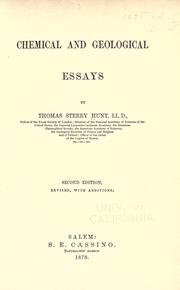 Cover of: Chemical and geological essays by Thomas Sterry Hunt