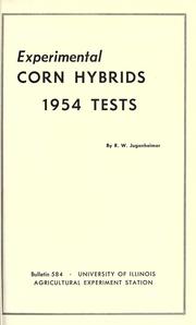 Cover of: Experimental corn hybrids: 1954 tests