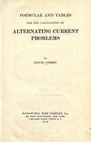 Cover of: Formulae and tables for the calculation of alternating current problems by Cohen, Louis