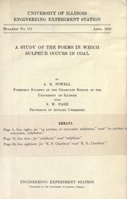 Cover of: A study of the forms in which sulphur occurs in coal