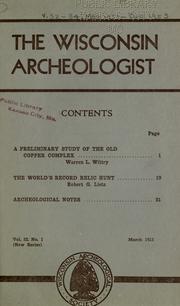 Cover of: The Wisconsin archeologist