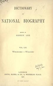 Cover of: Dictionary of national biography.: Volume LXI : From WHICHCORD to WILLIAMS