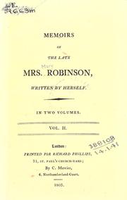 Cover of: Memoirs of the late Mrs. Robinson by Mary Robinson