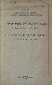 Cover of: I. Description of new buildings by Paul Caspar Freer