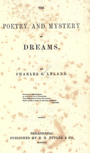 The Poetry and Mystery of Dreams by Charles Godfrey Leland