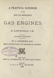 Cover of: A practical handbook on the care and management of gas engines by Georg Lieckfeld