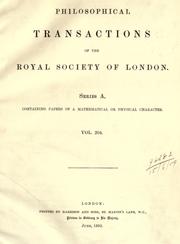 Cover of: Philosophical transactions.  Series A: Mathematical and physical sciences. by Royal Society of London, Royal Society of London