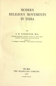 Cover of: Modern religious movements in India.