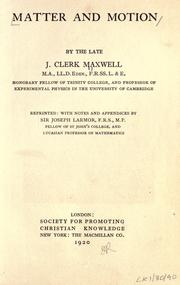 Cover of: Matter and motion by James Clerk Maxwell