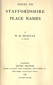 Cover of: Notes on Staffordshire place names. by William Henry Duignan