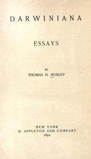 Cover of: Darwiniana by Thomas Henry Huxley