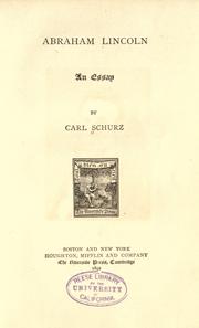 Cover of: Abraham Lincoln by Carl Schurz