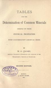 Cover of: Tables for the determination of common minerals: chiefly by their physical properties, with confirmatory chemical tests.