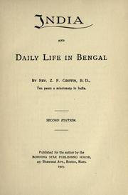 Cover of: India and daily life in Bengal. by Z. F. Griffin, Z. F. Griffin