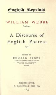 Cover of: A discourse of English poetrie. 1586.