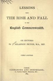 Cover of: Lessons from the rise and fall of the English Commonwealth: six lectures.