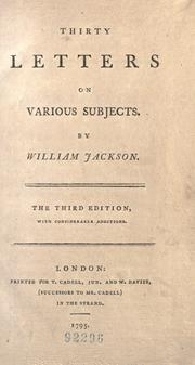 Cover of: Thirty letters on various subjects. by Jackson, William