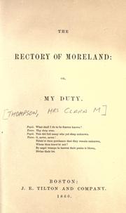 Cover of: The rectory of Moreland: or, My duty.