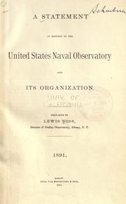 Cover of: A statement in respect to the United States Naval observatory and its organization. by Lewis Boss