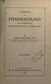 A manual of pharmacology and its applications to therapeutics and toxicology by Torald Hermann Sollmann