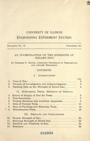 Cover of: An investigation of the strength of rolled zinc
