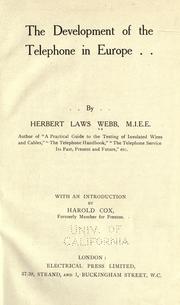 The development of the telephone in Europe by Herbert Laws Webb