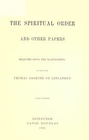 Cover of: The spiritual order and other papers. by Thomas Erskine