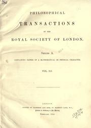 Cover of: Philosophical transactions.  Series A: Mathematical and physical sciences. by Royal Society of London, Royal Society of London