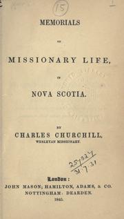 Cover of: Memorials of missionary life in Nova Scotia.