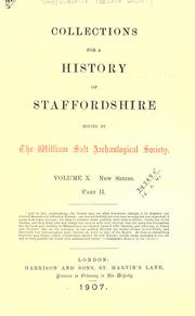 Cover of: Collections for a history of Staffordshire. New Series Volume X Part 2 by Staffordshire Record Society