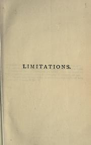 Cover of: Limitations, a novel. by E. F. Benson