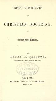 Cover of: Re-statements of Christian doctrine by Henry W. Bellows