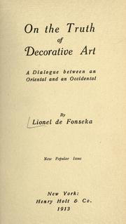 Cover of: On the truth of decorative art by Lionel de Fonseka