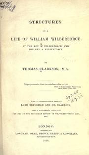Cover of: Strictures on a life of William Wilberforce by Thomas Clarkson