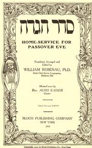 Cover of: Seder hagadah = by translated, arranged and edited by William Rosenau ; musical score by Alois Kaiser.