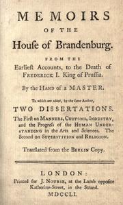 Cover of: Memoirs of the house of Brandenburg. by Friedrich II, King of Prussia